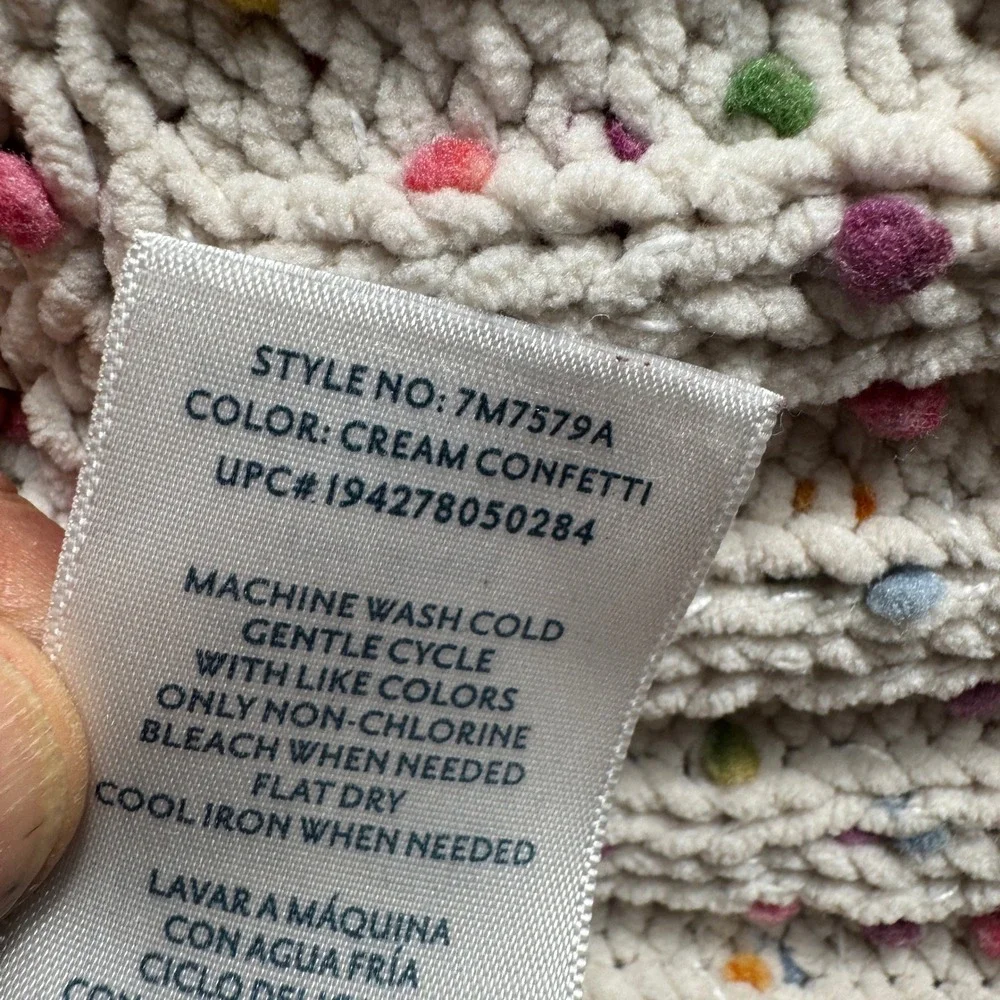 Seven7 Sweater Womens L Cream Confetti Popcorn Knit Crewneck 7M7579A Soft Boho